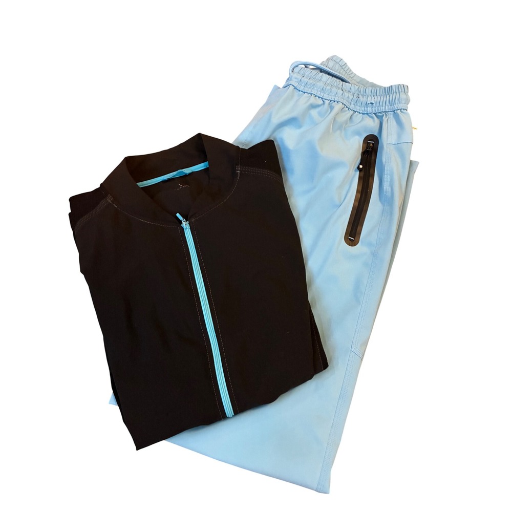 Carhartt Zip Jacket & Outdoor Sports Blue Track Pants Bundle Mens L Workout Set